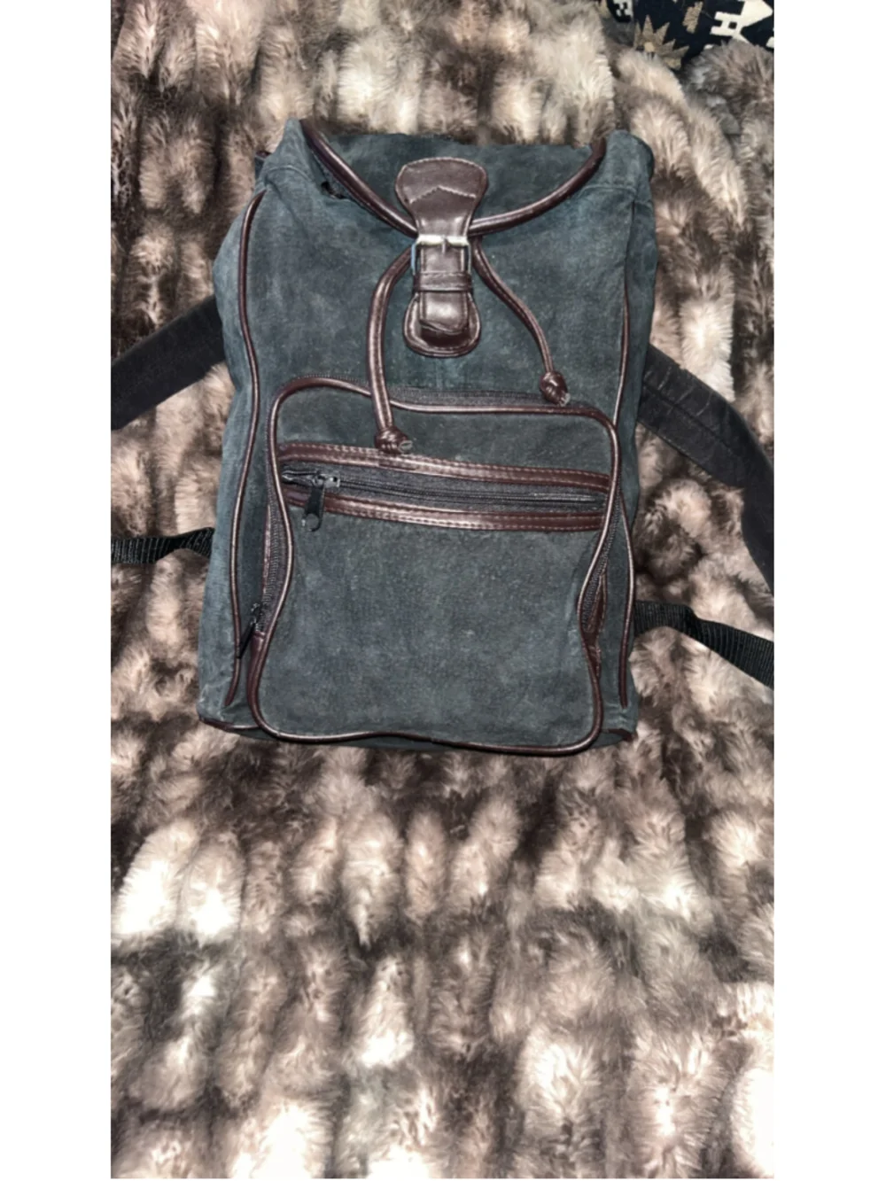 Women's Unbranded Suede Backpack One Size Black and Brown